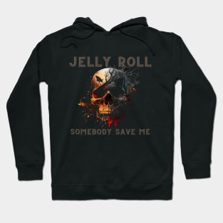 Jelly Roll "Somebody Save Me'" Skull Shirt Gray and Orange Letters Hoodie